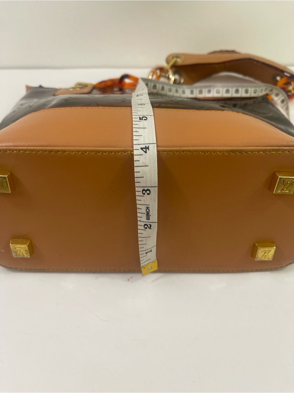 Brown Transparent Monogram Tote with Amber Chain Straps - Picture 14 of 16